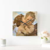 Horloge Carrée First Kiss (détail d'ange) par Bouguereau (Maison)
