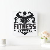 Horloge Carrée Fitness Motivation Graphic | Strong & Active Life (Maison)