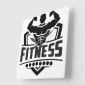 Horloge Carrée Fitness Motivation Graphic | Strong & Active Life (Angle)