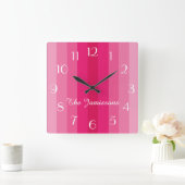 Horloge Carrée Five Shades of Pink, Clock, Personalized (Maison)