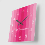 Horloge Carrée Five Shades of Pink, Clock, Personalized (Angle)