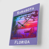 Horloge Carrée FL Beach Sunset - Gulf of Mexico (Angle)