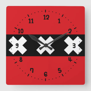 Horloge Carrée Flag of Amsterdam, Netherlands Square Wall Clock