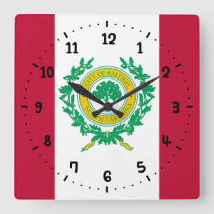 Horloge Carrée Flag of Raleigh, Caroline du Nord Square Wall Cloc