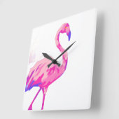 Horloge Carrée Flamant Rose (Angle)