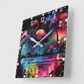 Horloge Carrée Flamant rose dans un lac-63851 (Angle)