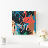 Horloge Carrée Flamant rose funky (Maison)