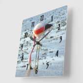 Horloge Carrée Flamant rose perpétuel (Angle)