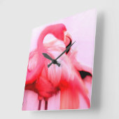 Horloge Carrée Flamant rose rose (Angle)