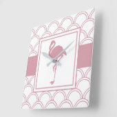 Horloge Carrée Flamant rose rose rosé Art déco (Angle)