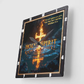 Horloge Carrée Flame Cross Water Reflection Spirit Matthew 3:11 (Angle)