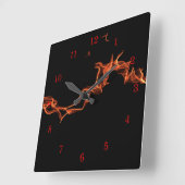 Horloge Carrée Flames (Angle)