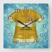 Horloge Carrée Flames Shield Firefighter (Recto)