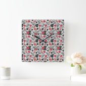 Horloge Carrée Flamingo seamless pattern with floral background (Maison)