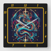 Horloge Carrée Flamme éternelle et Croix du Dragon (Recto)