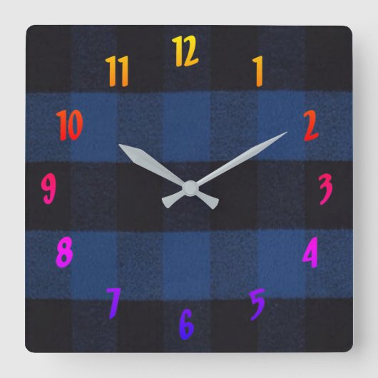 Horloge Carrée Flannel Buffalo Plaid Blue lumberjack texture (Recto)