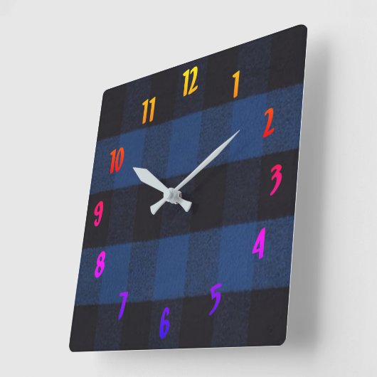 Horloge Carrée Flannel Buffalo Plaid Blue lumberjack texture (Angle)