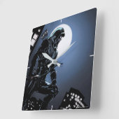 Horloge Carrée Flèche | Flèche verte au clair de lune (Angle)