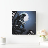 Horloge Carrée Flèche | Flèche verte au clair de lune (Maison)