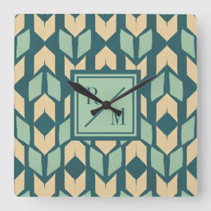 Horloge Carrée Flèche turquoise géométrique extérieure d'éta