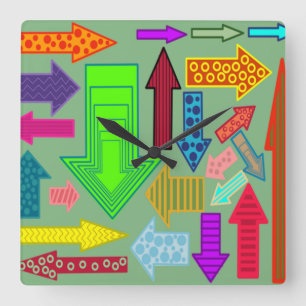 Horloge Carrée Flèches