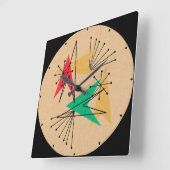 Horloge Carrée Flèches atomiques et Starburbs au milieu du siècle (Angle)