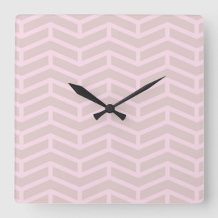 Horloge Carrée Flèches franches opposées Chevron rose neutre