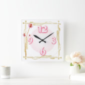 Horloge Carrée Fleur (Maison)
