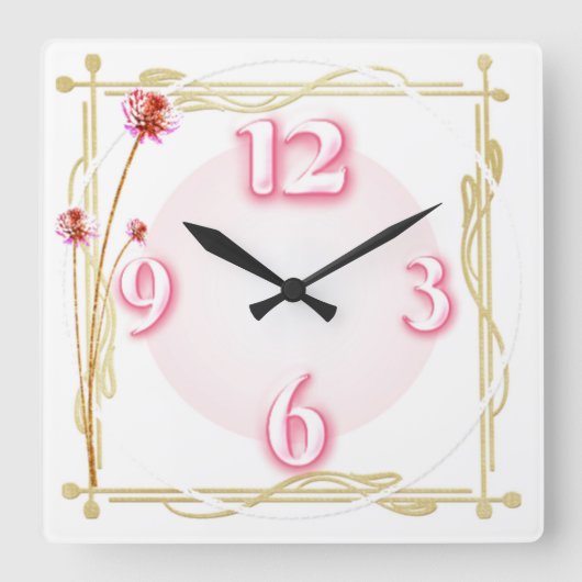 Horloge Carrée Fleur (Recto)