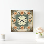 Horloge Carrée Fleur (Maison)