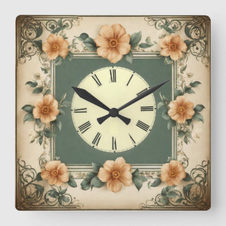 Horloge Carrée Fleur