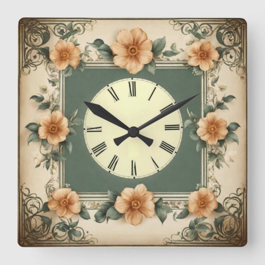 Horloge Carrée Fleur (Recto)