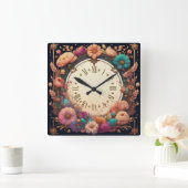 Horloge Carrée Fleur (Maison)