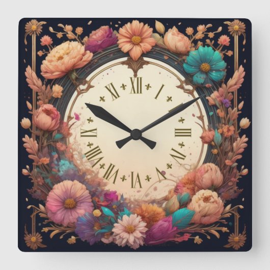 Horloge Carrée Fleur (Recto)