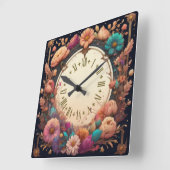 Horloge Carrée Fleur (Angle)