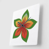Horloge Carrée Fleur Abstraite (Angle)