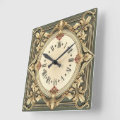 Horloge Carrée Fleur Art Déco (Angle)