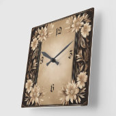 Horloge Carrée Fleur Art déco (Angle)