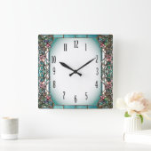 Horloge Carrée Fleur Art Déco (Maison)