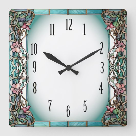 Horloge Carrée Fleur Art Déco (Recto)