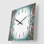 Horloge Carrée Fleur Art Déco (Angle)
