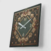 Horloge Carrée Fleur Art déco (Angle)