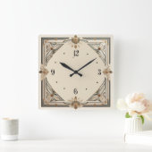 Horloge Carrée Fleur Art Déco (Maison)