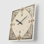 Horloge Carrée Fleur Art Déco (Angle)