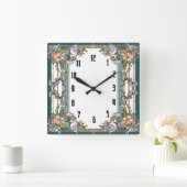 Horloge Carrée Fleur Art Déco (Maison)