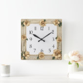 Horloge Carrée Fleur Art déco (Maison)