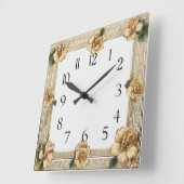 Horloge Carrée Fleur Art déco (Angle)