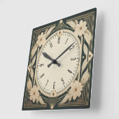 Horloge Carrée Fleur Art déco (Angle)