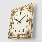 Horloge Carrée Fleur Art Déco (Angle)