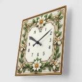 Horloge Carrée Fleur Art déco (Angle)